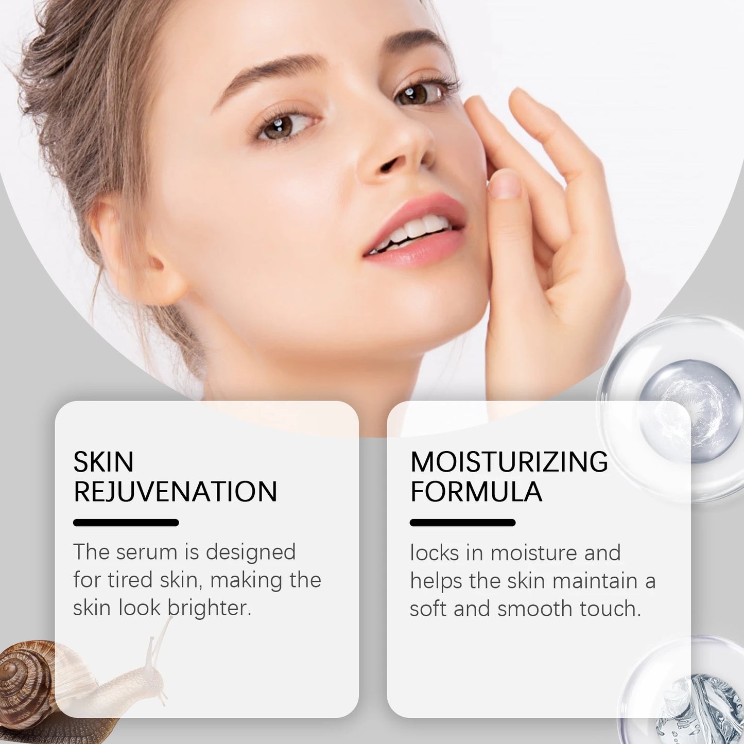 Snail Anti Aging Serum Reduce Wrinkle Firming Fade Fine Lines Repair Damaged Skin Lifting Rejuvenation Moisturizing Face Essence Peaceful Pleasures Health and Wellness
