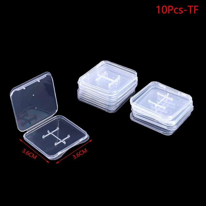 10-Pack Clear Memory Card Cases – SD, TF & CF Storage