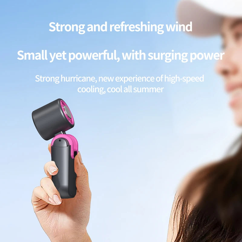 Mini Ice Cooling Portable Fan Turbo High Speed Handheld Fan Long Battery Life USB Rechargeable Foldable For Outdoor Travel Peaceful Pleasures Health and Wellness