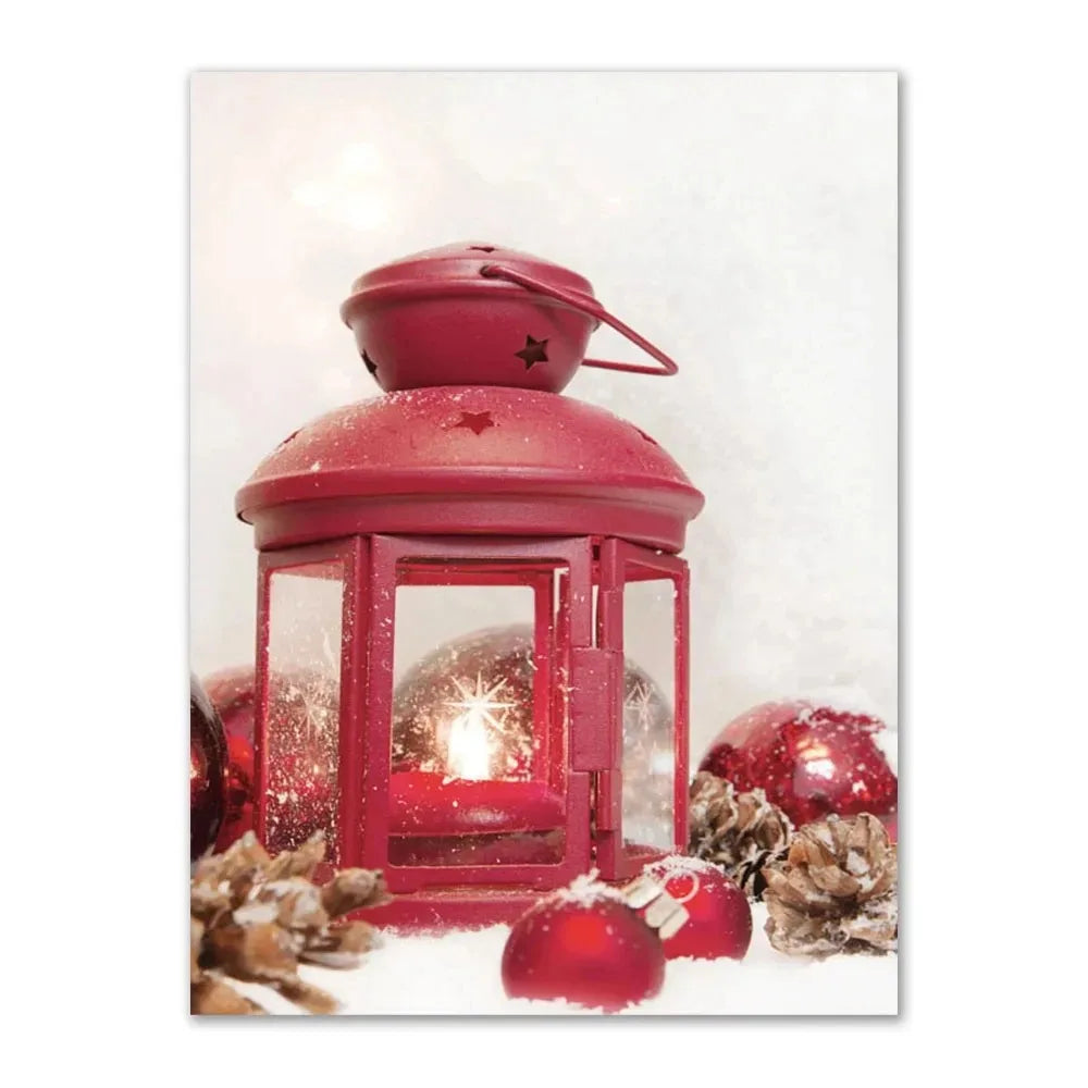 Vintage Christmas Tree Canvas Wall Art | Unframed Holiday Print