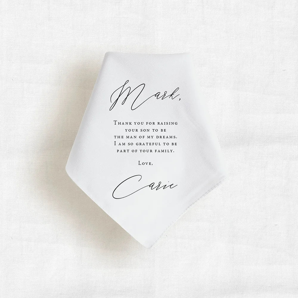Personalized Father of Groom Handkerchief | Bride Wedding Gift Wedding Keepsake Gift Peaceful Pleasures Health and Wellness