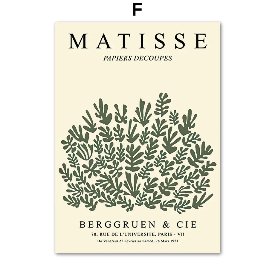 Sage Green Matisse Abstract Flower Canvas Wall Art Print