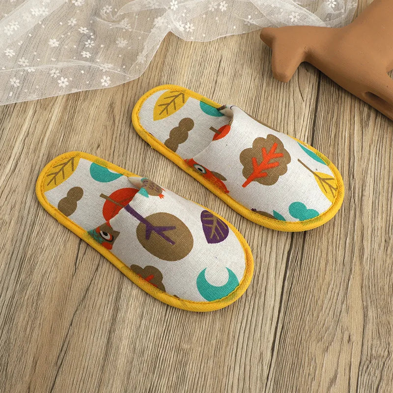 Kids Cartoon Animal Disposable Slippers | Owl Cat Hotel Travel
