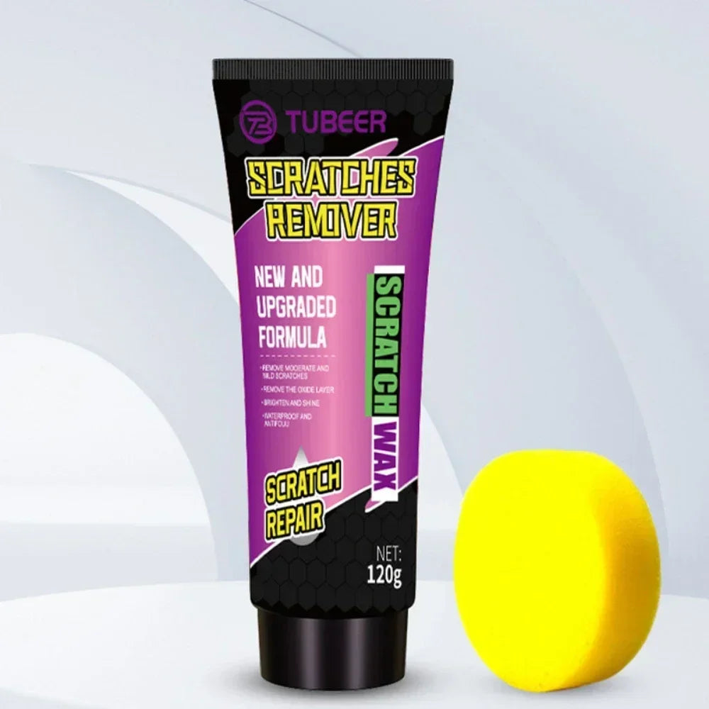 Car Scratch Remover Paint Care Tools Auto Swirl Remover Scratches Repair Polishing Auto Body Grinding Compound Anti Scratch Wax Peaceful Pleasures Health and Wellness 120g with sponge