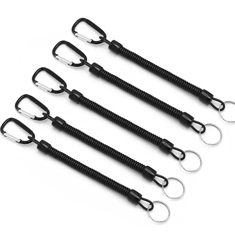 5-Pack Retractable Fishing Lanyards with Carabiner | TPU Coil
