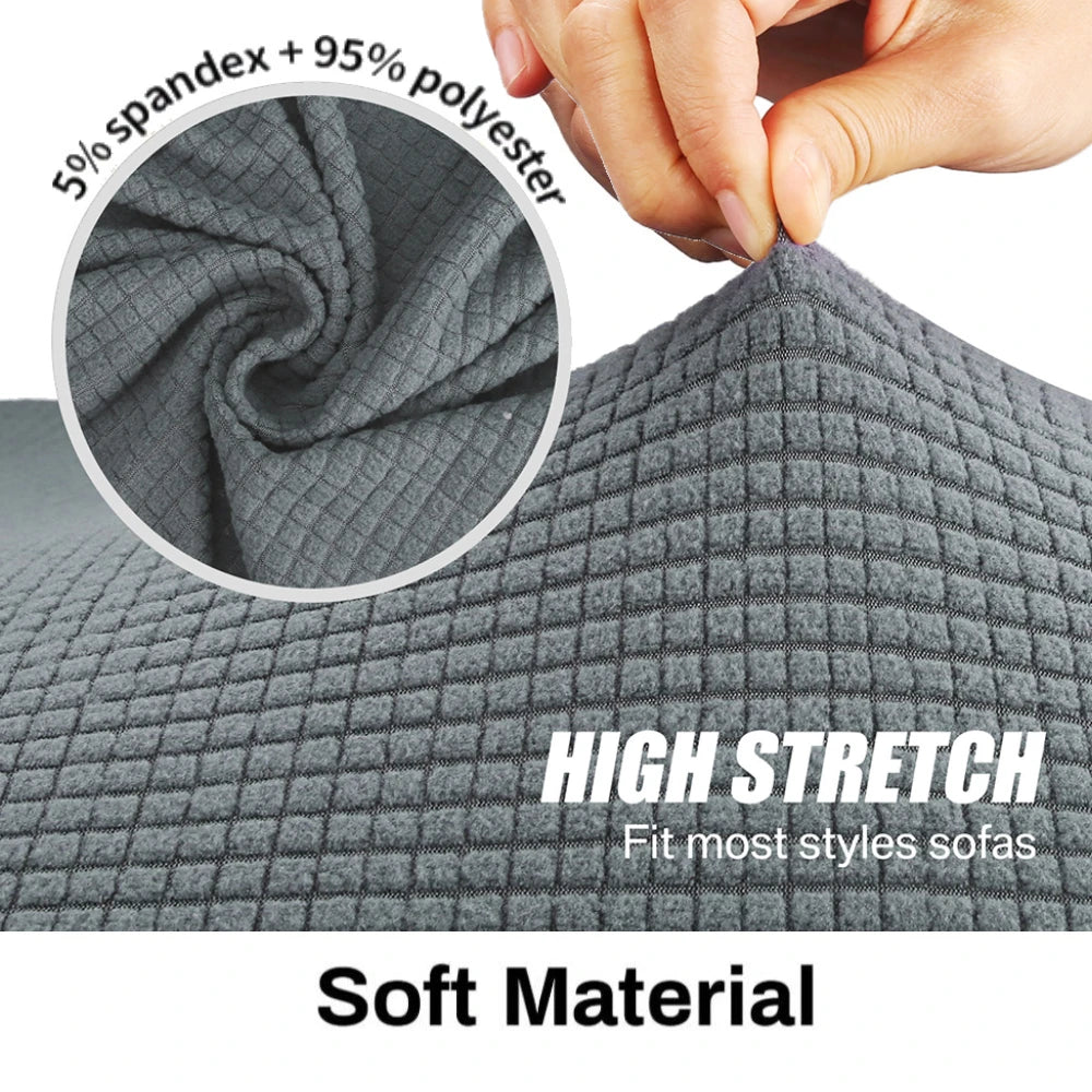 Adjustable Elastic Sofa Cover Armchair Protector Corner L Shape Stretch Slipcovers Couch Cover 1/2/3/4/5 Seater For Living Room Peaceful Pleasures Health and Wellness Grey 1-Seater 90-140CM