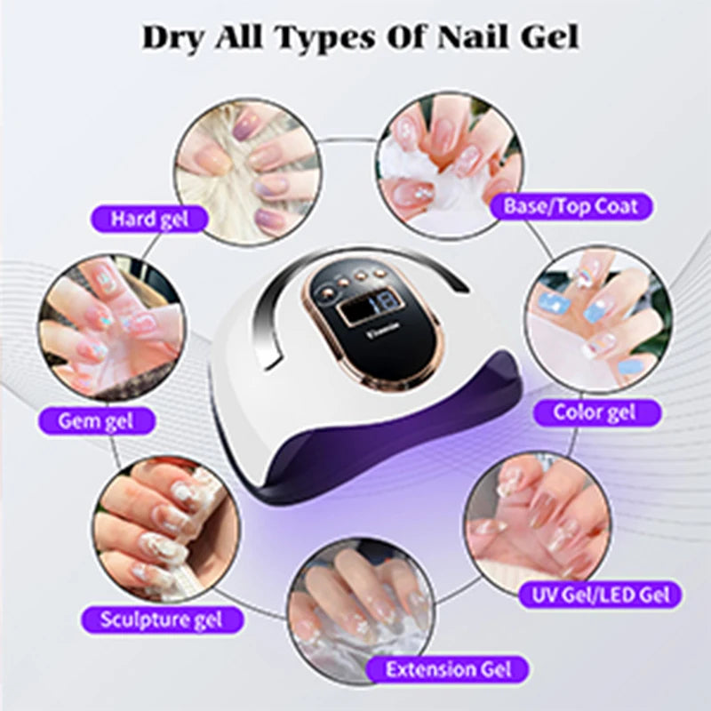 Gel UV LED Nail Lamp Nail Dryer 168W Gel Polish UV LED Light With Portable Handle Dryer Uv Led Nail Lamp Peaceful Pleasures Health and Wellness