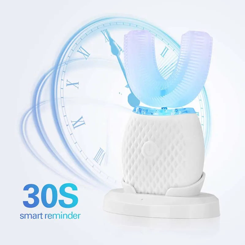Couple U-Shape Soft Bristle Electric Toothbrush Lazy Automatic with Ultrasonic Induction Charging Waterproof Silicone Design Peaceful Pleasures Health and Wellness
