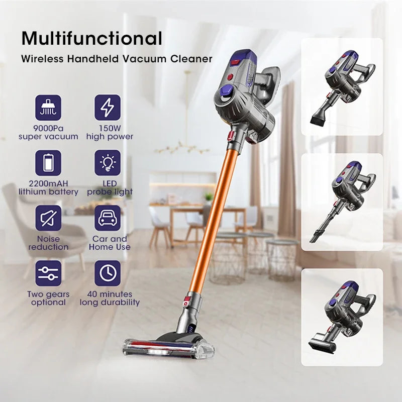 Wireless Handheld Vacuum Cleaner 10000Pa Strong Suction Rechargeable with LED Light 2200mAh Battery for Pet Hair Home Cleaning Peaceful Pleasures Health and Wellness