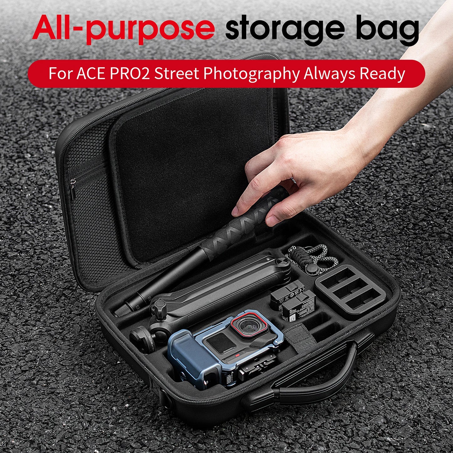 For Insta360 Ace Pro 2 Grip Kit Organizer Bag Anti-Scratch Hard Shell Storage Bag Portable Camera Organiser for Outdoor Travel Peaceful Pleasures Health and Wellness