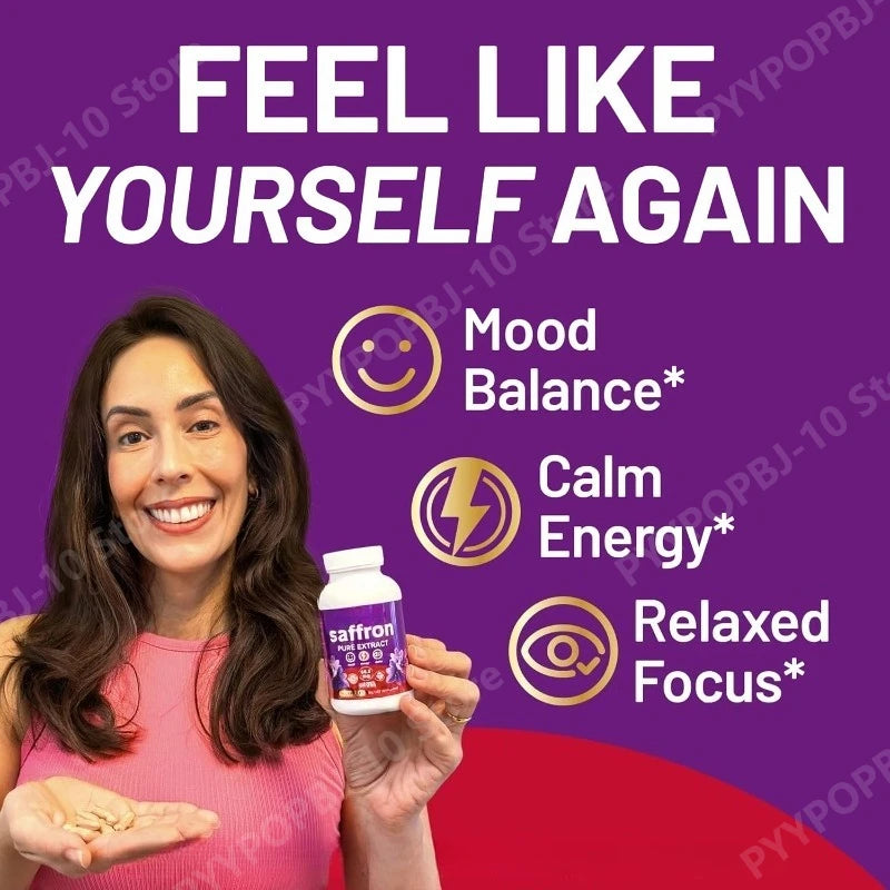 Supplements for Mood Focus 88.5mg Pure Saffron Extract 3rd Party Tested Made in USA 3 Month Supply 90 Capsules Peaceful Pleasures Health and Wellness