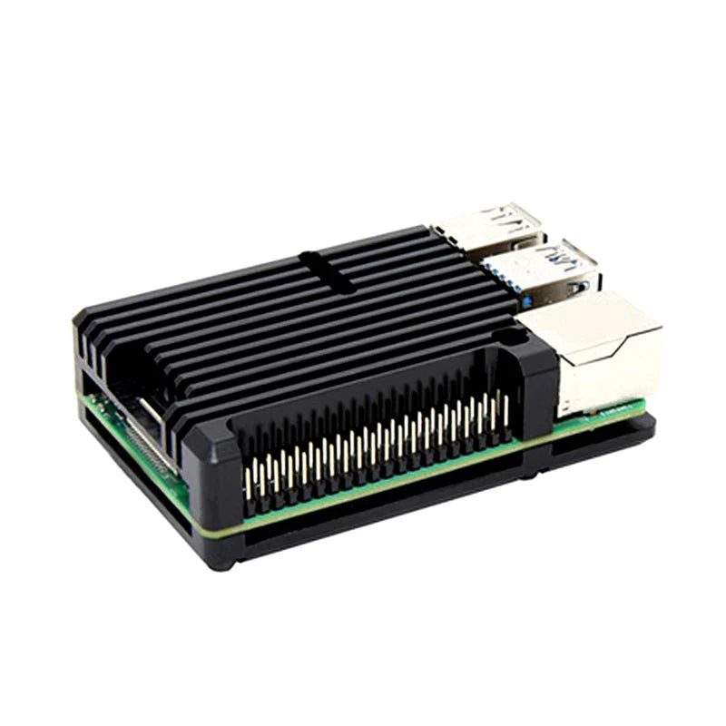 Raspberry Pi 4 Aluminum Case with Dual Cooling Fan – Black Metal