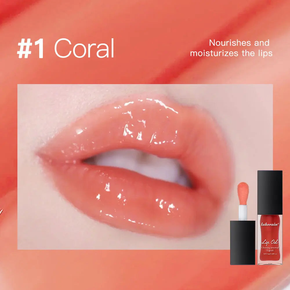Glow Reviver Lip Oil Nourishing Tinted Lip Oil Moisturizing Honey Lip Gross Mirror Hydrating Lips Care Makeup Cosmetics Peaceful Pleasures Health and Wellness 1Coral