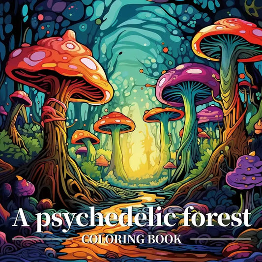 Psychedelic Forest Patterns Coloring Book Adults Teens Cute Drawing Peaceful Pleasures Health and Wellness MULTI