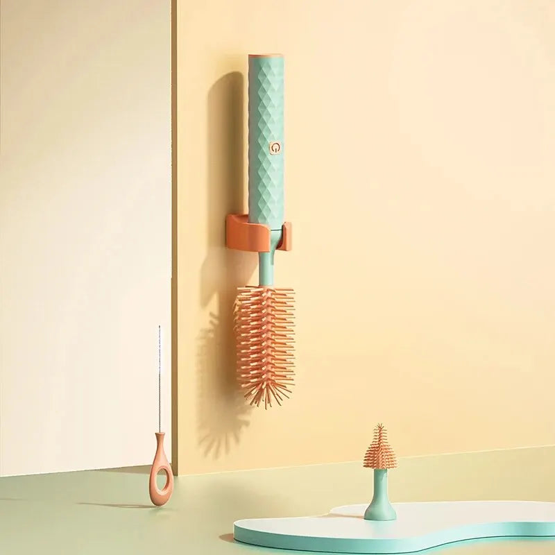 3Pcs Cleaning Brush Electric Bottle Brush Waterproof 360 Degree Rotating Long Handled Silicone Straw Pacifier Cleaning Brush Bay Peaceful Pleasures Health and Wellness green