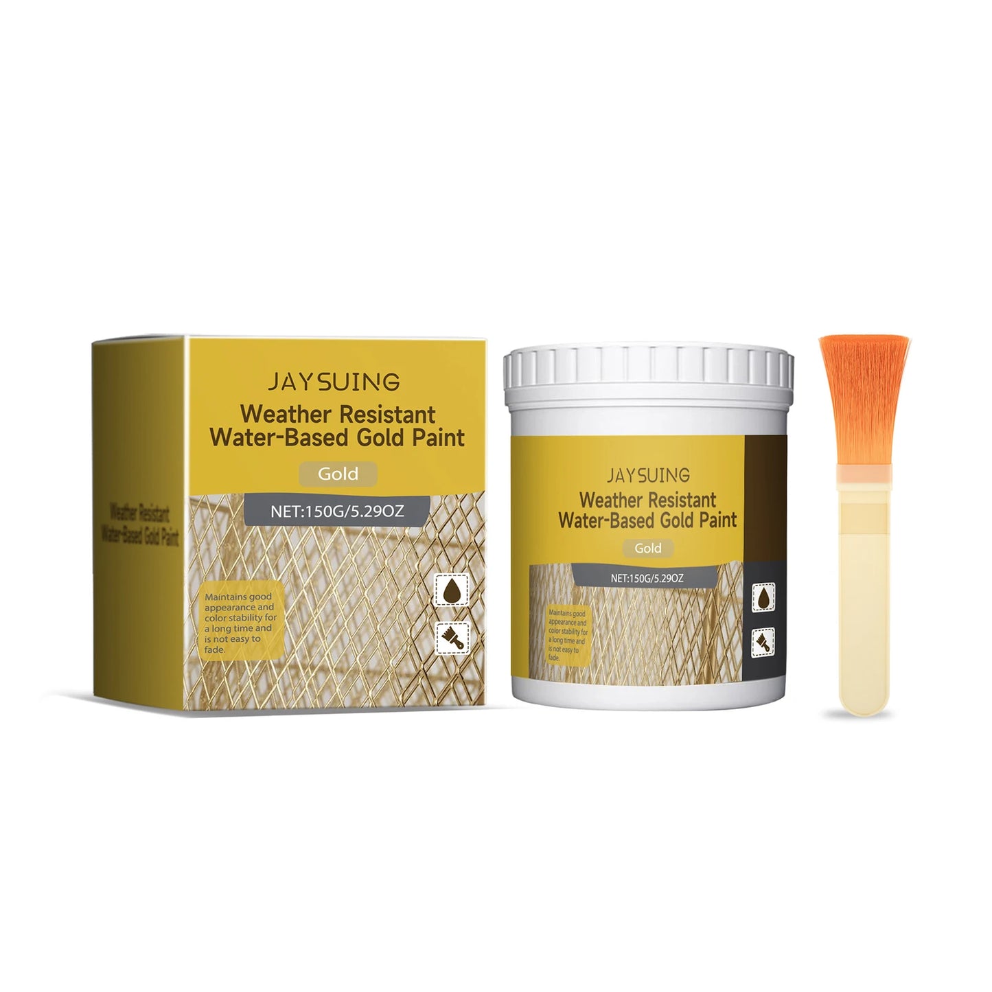 Water-Based Metallic Gold Paint | Outdoor Anti-Corrosion Finish Metallic Gold Paint Peaceful Pleasures Health and Wellness B