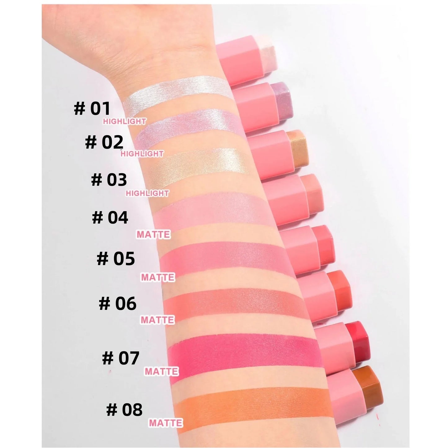 Handaiyan 3-in-1 Blush Highlighter Contour Stick – 8 Colors