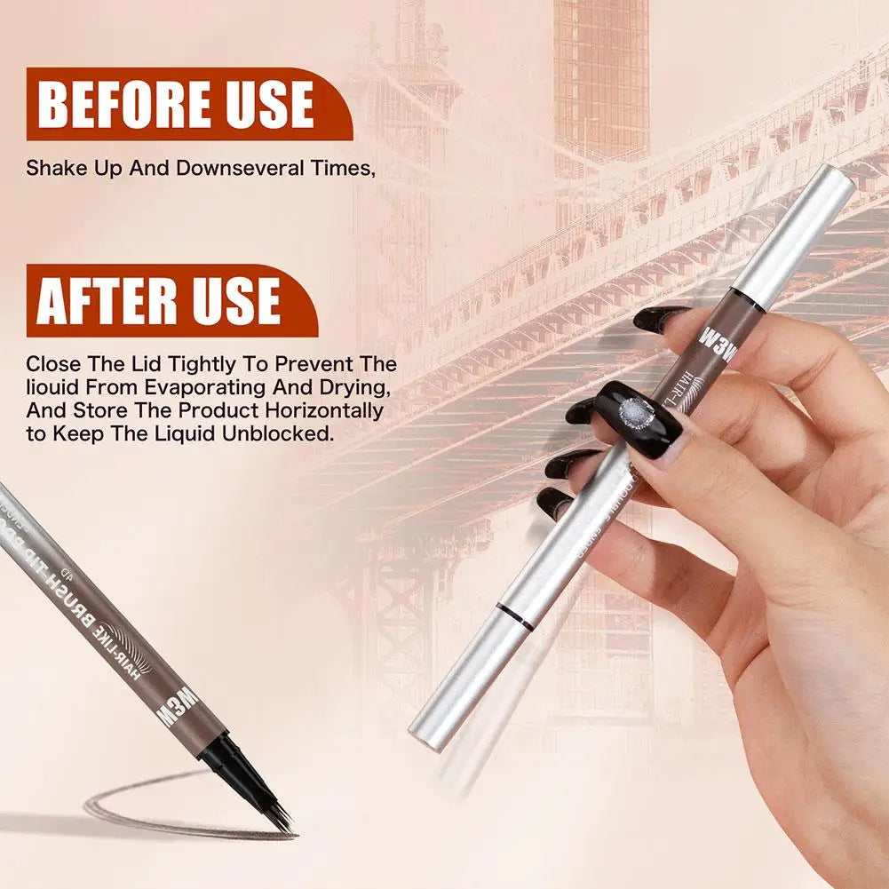 4D Miniature Double Head 2in1 Eyebrow Eyeliner Pencil - Waterproof Non Smudge Multi Color Liquid Eyebrow Pencil Dual Use Eye Peaceful Pleasures Health and Wellness