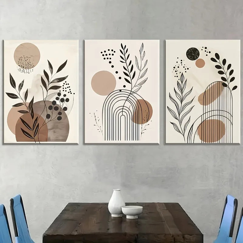 3-Piece Bohemian Abstract Canvas Wall Art Set | Unframed Prints Canvas Wall Art Set Peaceful Pleasures Health and Wellness