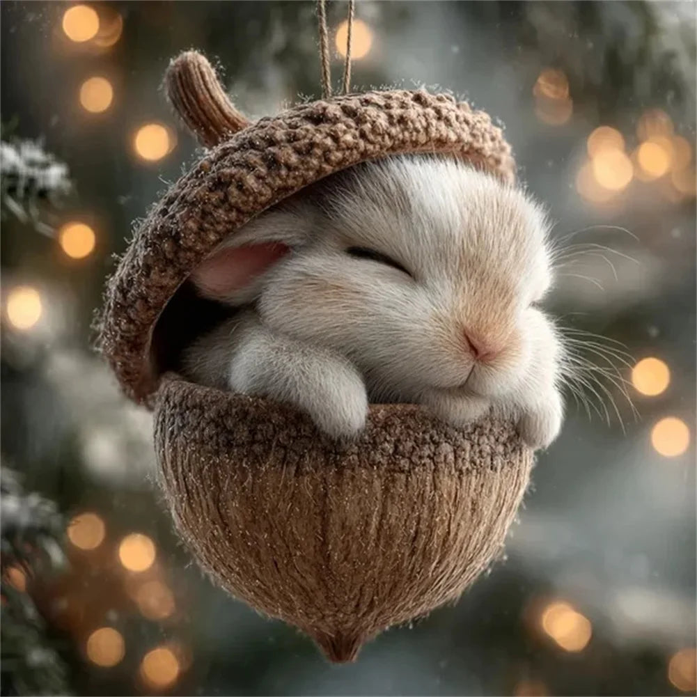 Acrylic 2D Animal Christmas Ornaments | Cute Xmas Tree Pendants