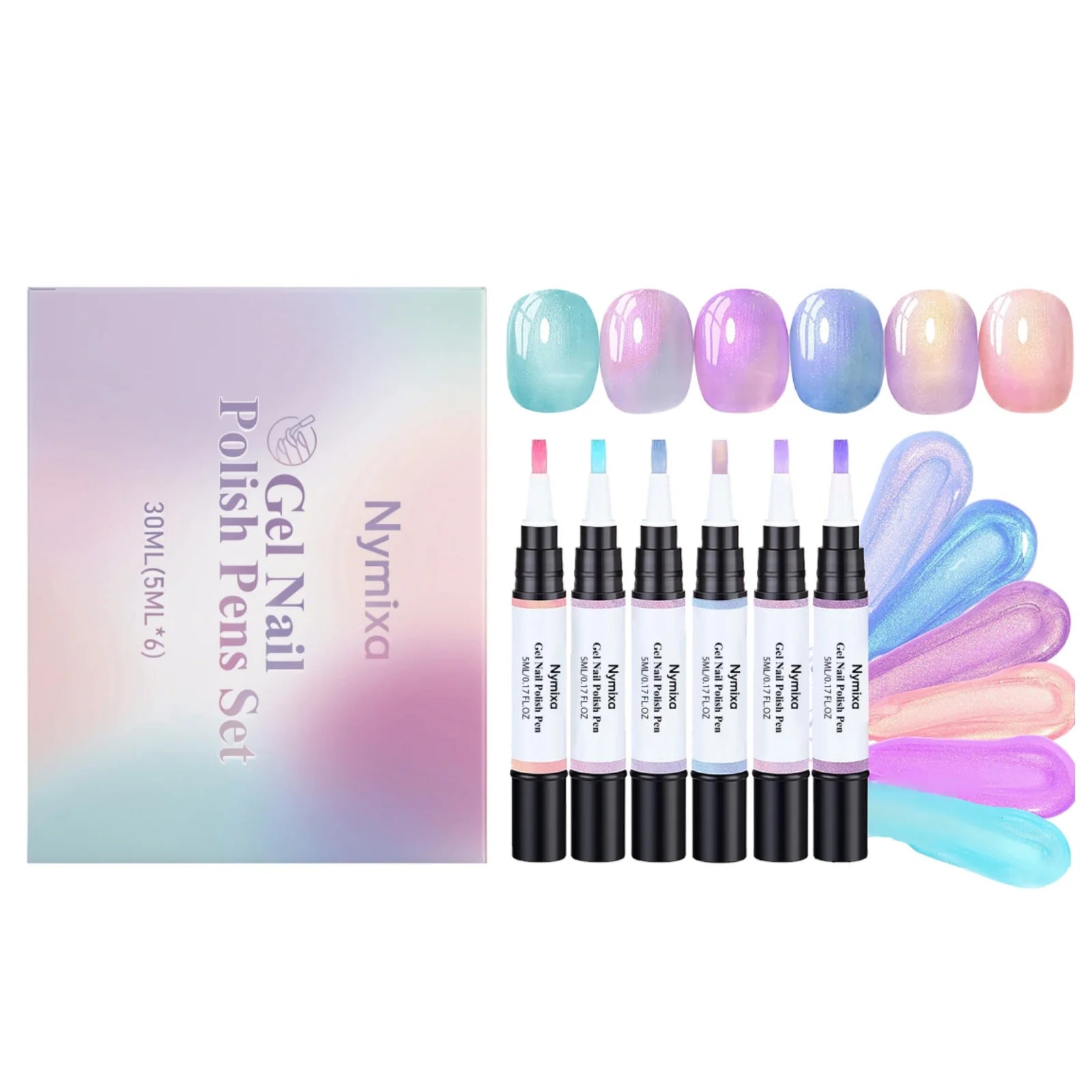 Macaron Color Nail Polish Pen Pearlescent High Pigment Easy Drawing Multi Pattern Creation Home Manicure Nail Gel Polish Pen Set Peaceful Pleasures Health and Wellness