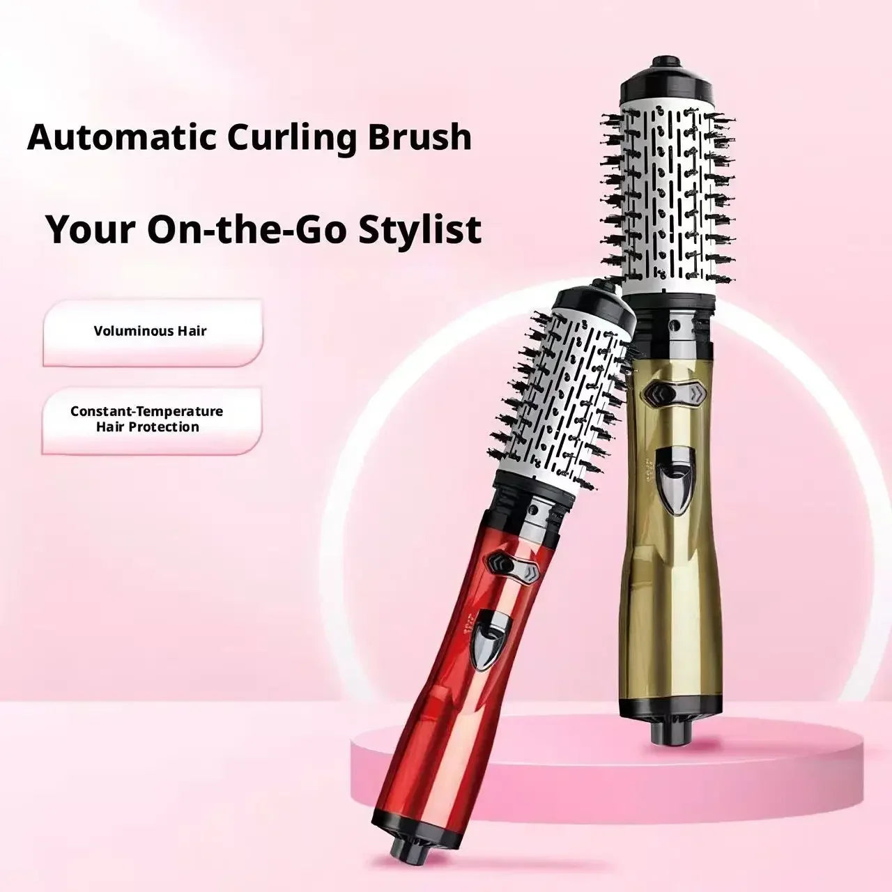 Hair Dryer Brush One Step Hot Air Styler Automatic Rotating Anti-Scald Constant Temperature Straight Curling Iron for Home Use Peaceful Pleasures Health and Wellness