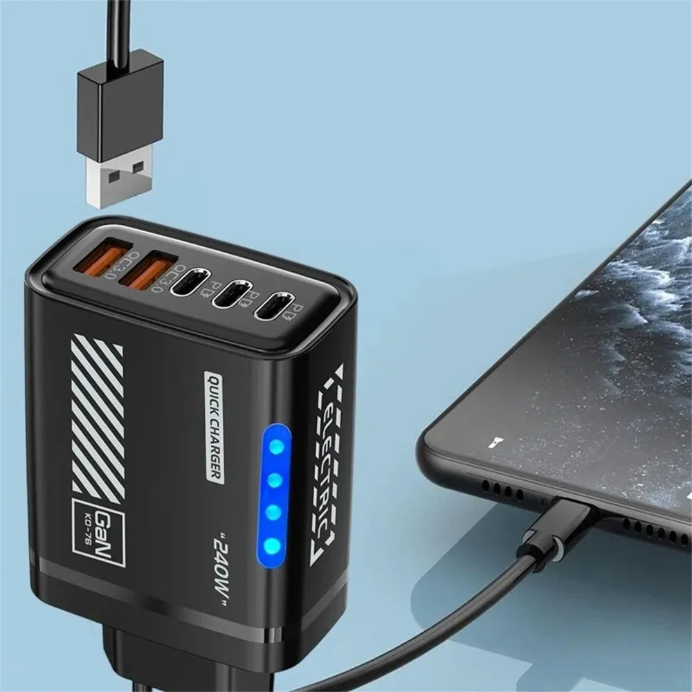5-Port USB-C Fast Charger 120W | Quick Charge 3.0 Wall Adapter