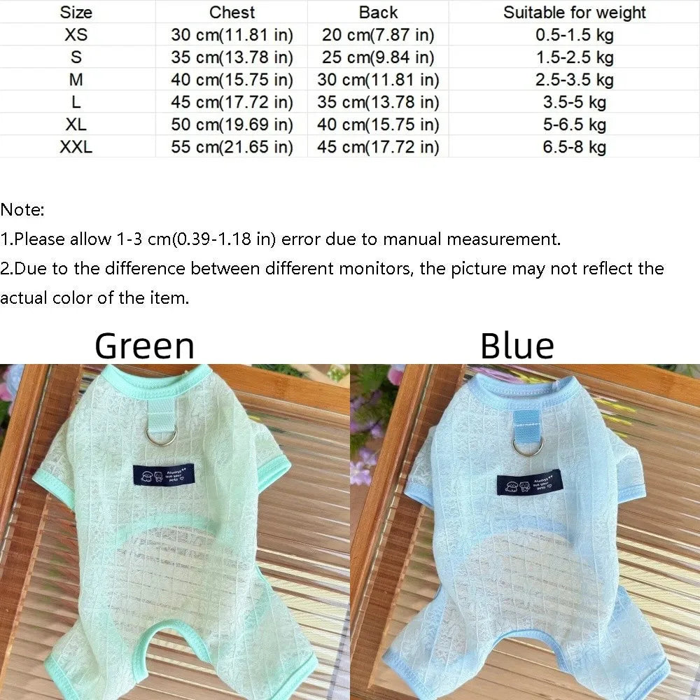 Breathable Mesh Dog Cooling Jumpsuit | Flower Print Sun Cover