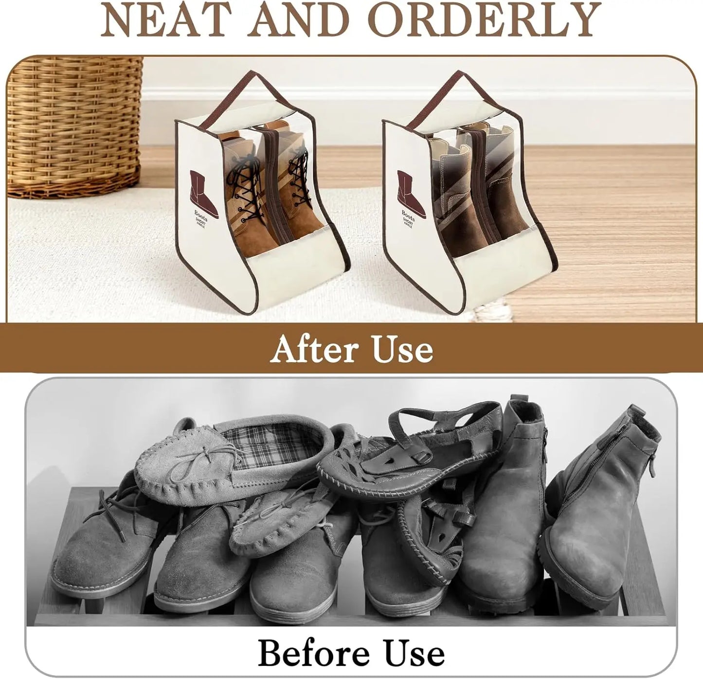 2-Pack Waterproof Boot Storage Bags with Handles Peaceful Pleasures Health and Wellness