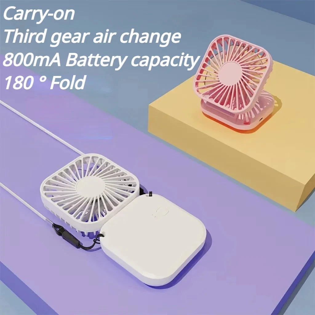 Mini Hanging Neck Fans Portable Folding USB Fans Mute Power Bank Portable Handheld Desktop Multi Function Peaceful Pleasures Health and Wellness