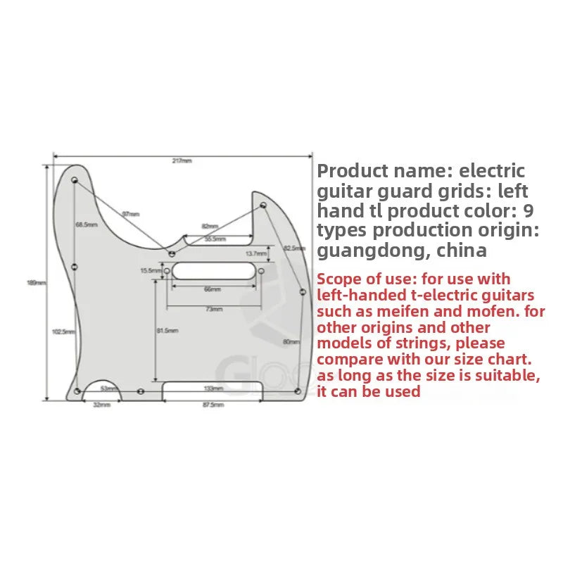 Left Hand TL Electric Guitar Guard Backhand Panel Front Cover