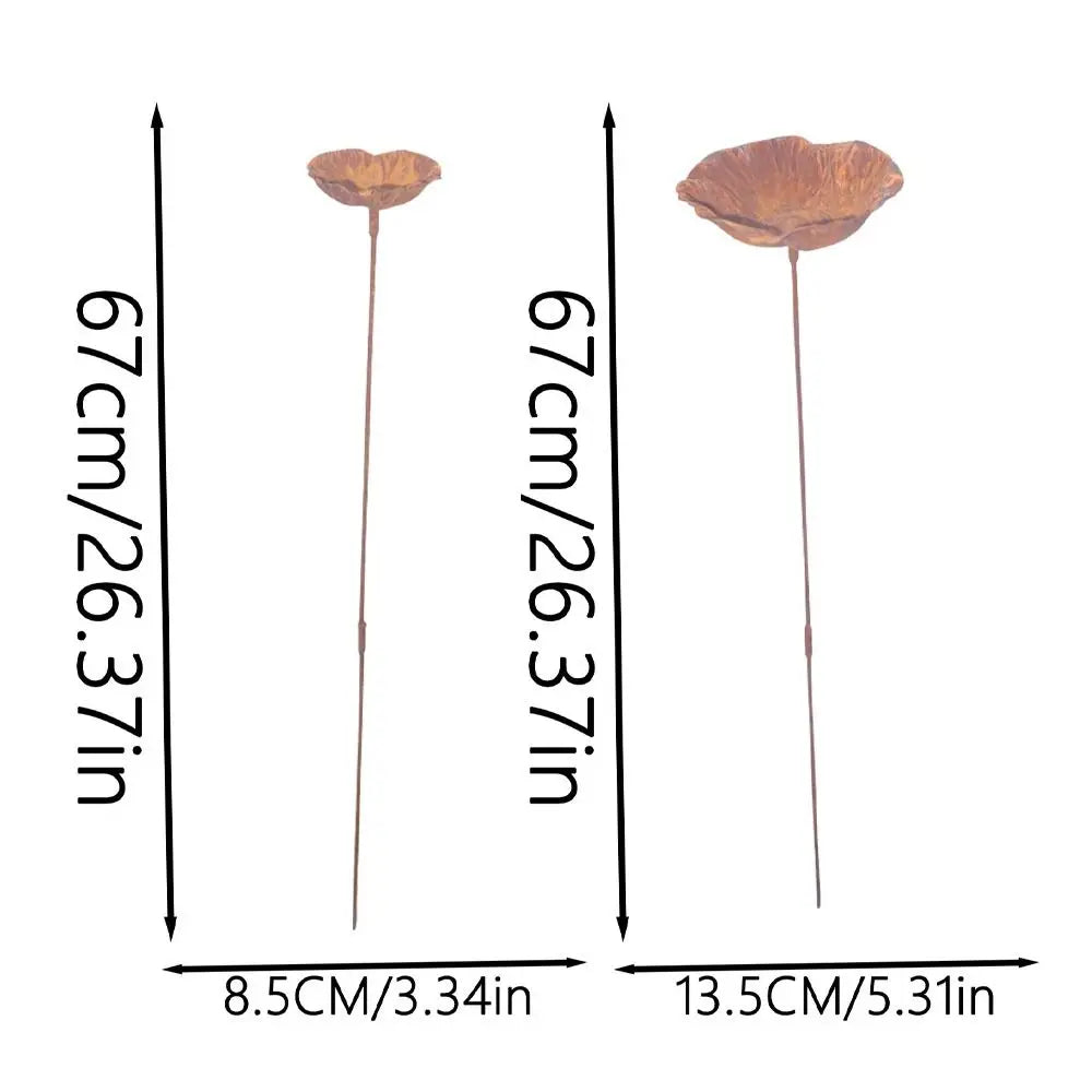 Flower Shape Rustic Metal Bird Bath – Vintage Iron Garden Stake