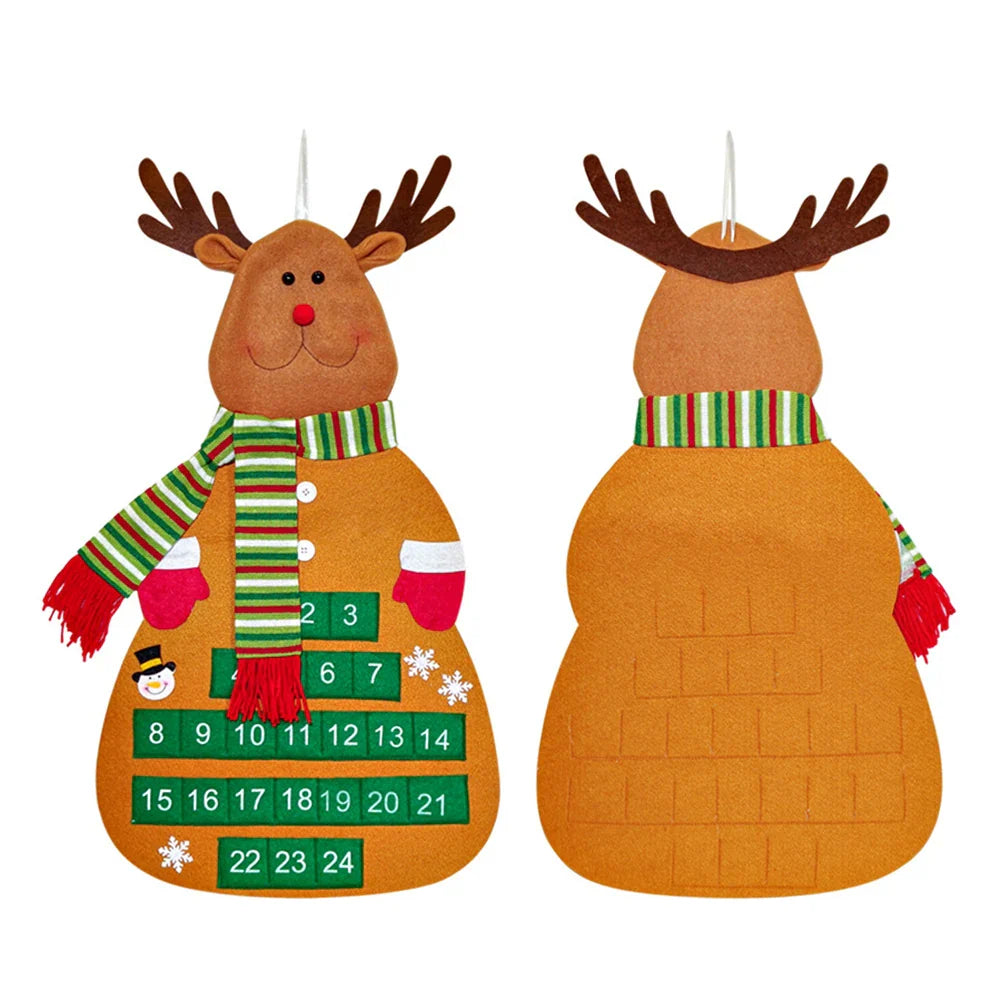 Felt Christmas Tree Advent Calendar | Santa Holiday Wall Decor