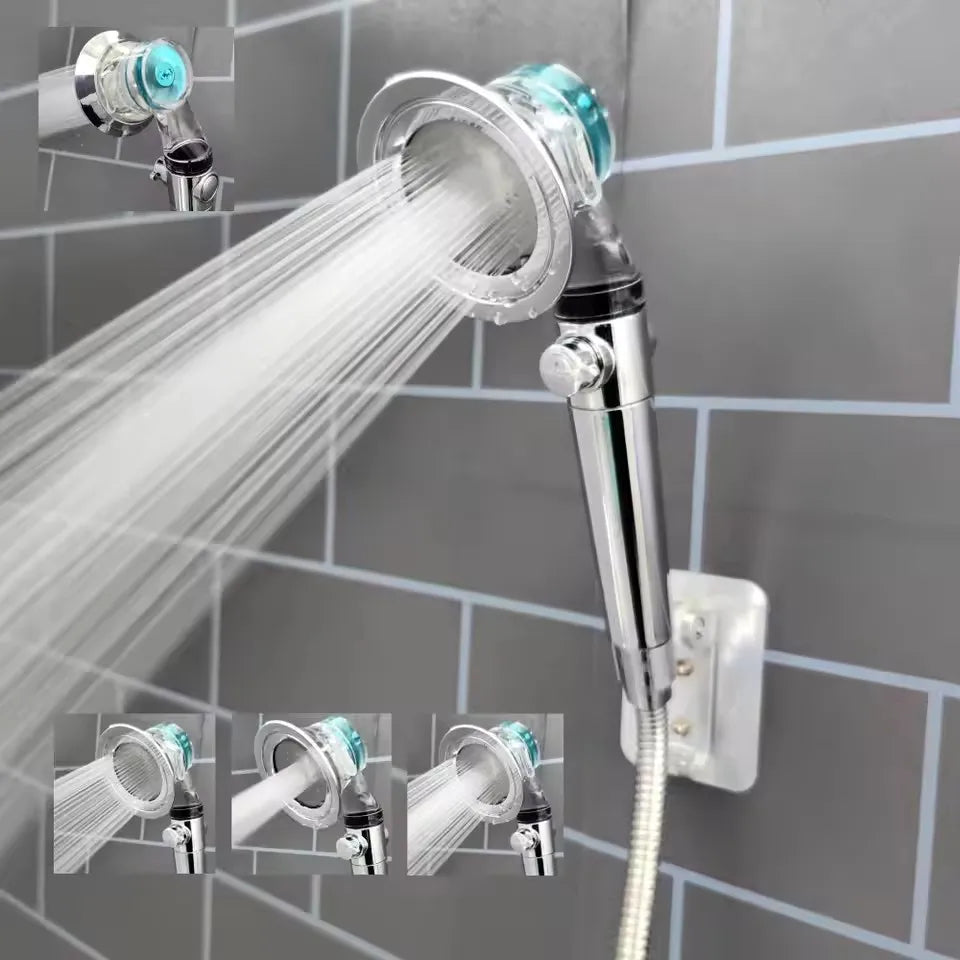 Turbo High-Pressure Handheld Shower Head with Filter & Stop Button