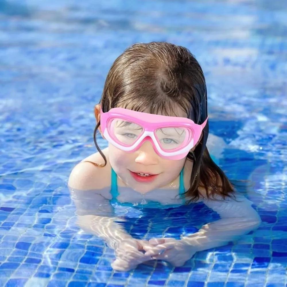 High-definition Children's Waterproof and Anti Fog Swimming Large Frame Glasses Convenient Goggles Silicone Connected Earplugs Peaceful Pleasures Health and Wellness