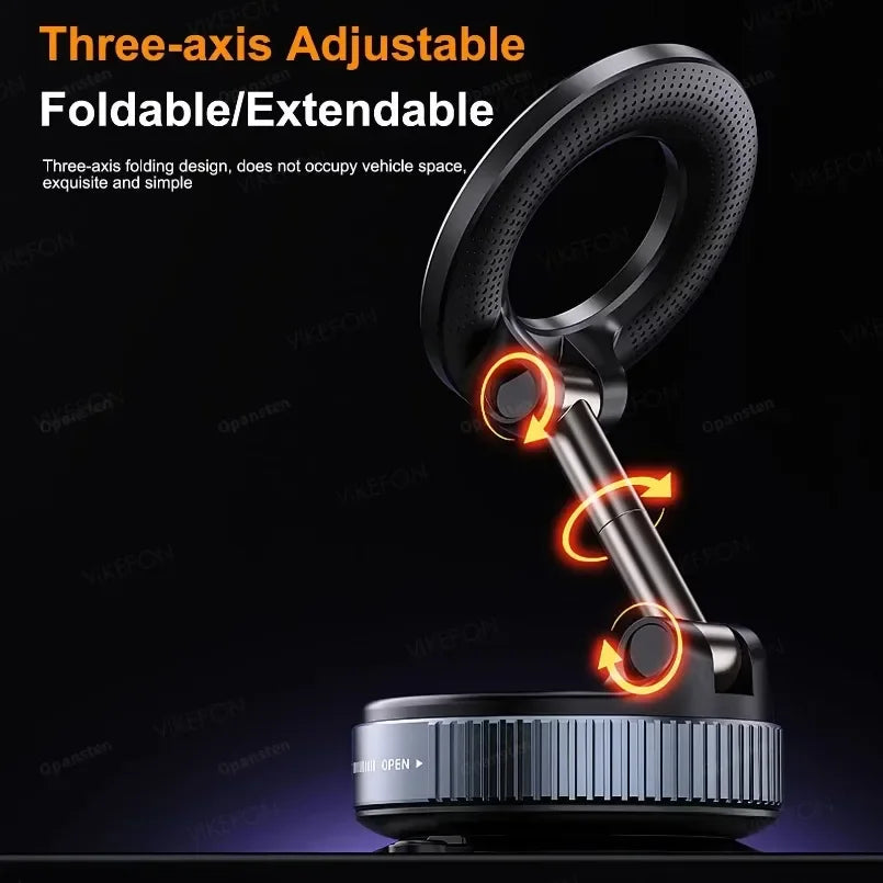 Magnetic Car Phone Holder 360° Rotation & Vacuum Suction Cup