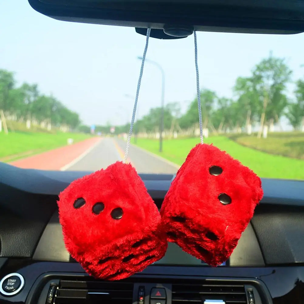 Long Haired Hot Stamping Dice Plush Toy Cube Pendant Car Hanging Dice Plush Dice Car Pendant Plush Toy Cube Pendant Car Ornament Peaceful Pleasures Health and Wellness