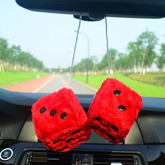 Long Haired Hot Stamping Dice Plush Toy Cube Pendant Car Hanging Dice Plush Dice Car Pendant Plush Toy Cube Pendant Car Ornament Peaceful Pleasures Health and Wellness