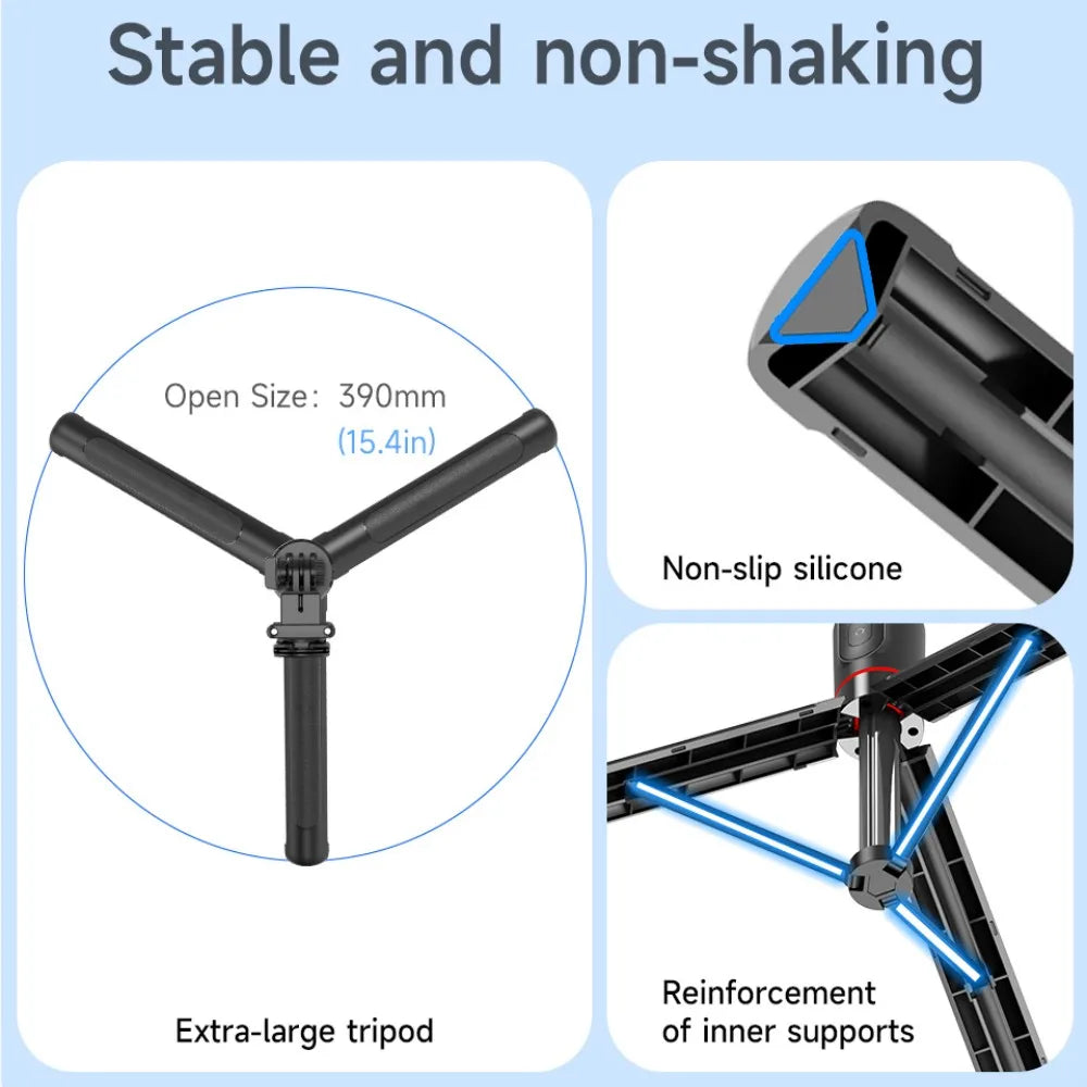 Selfie Stick Tripod with Bluetooth Remote, 6-Section Extendable Pole, 360° Rotation, Fill Light Option, for Phone Vlog Peaceful Pleasures Health and Wellness