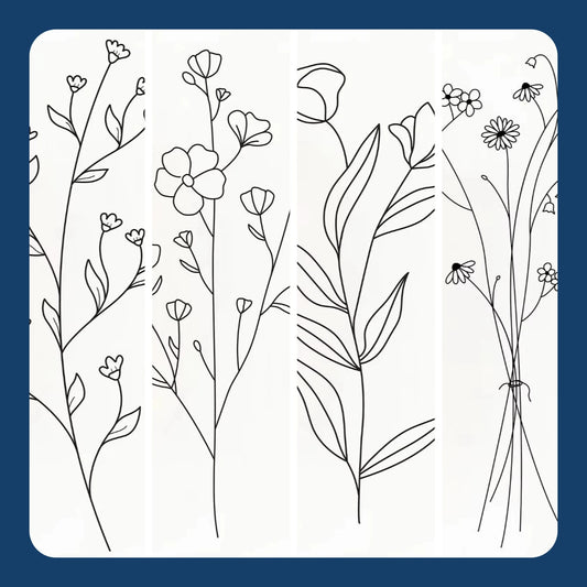Minimalist Botanical Flower Bouquet Canvas Wall Art | Black & White Canvas Wall Art Peaceful Pleasures Health and Wellness