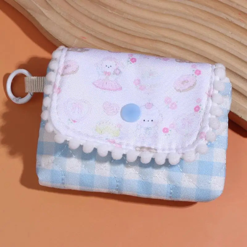 Cute Plaid Canvas Coin Purse – Mini Wallet & Earphone Pouch