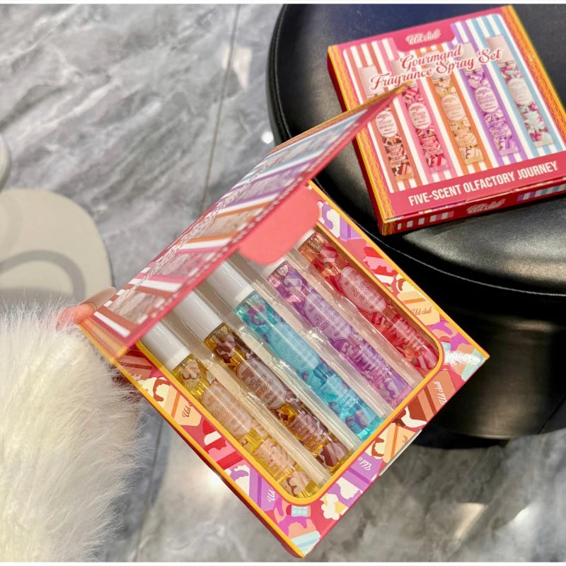 Gourmand Fragrance Spray Set 5-piece Vanilla Scent Perfume Kit Long-lasting Fresh Light Scents Portable Dating Eau De Toilette Peaceful Pleasures Health and Wellness
