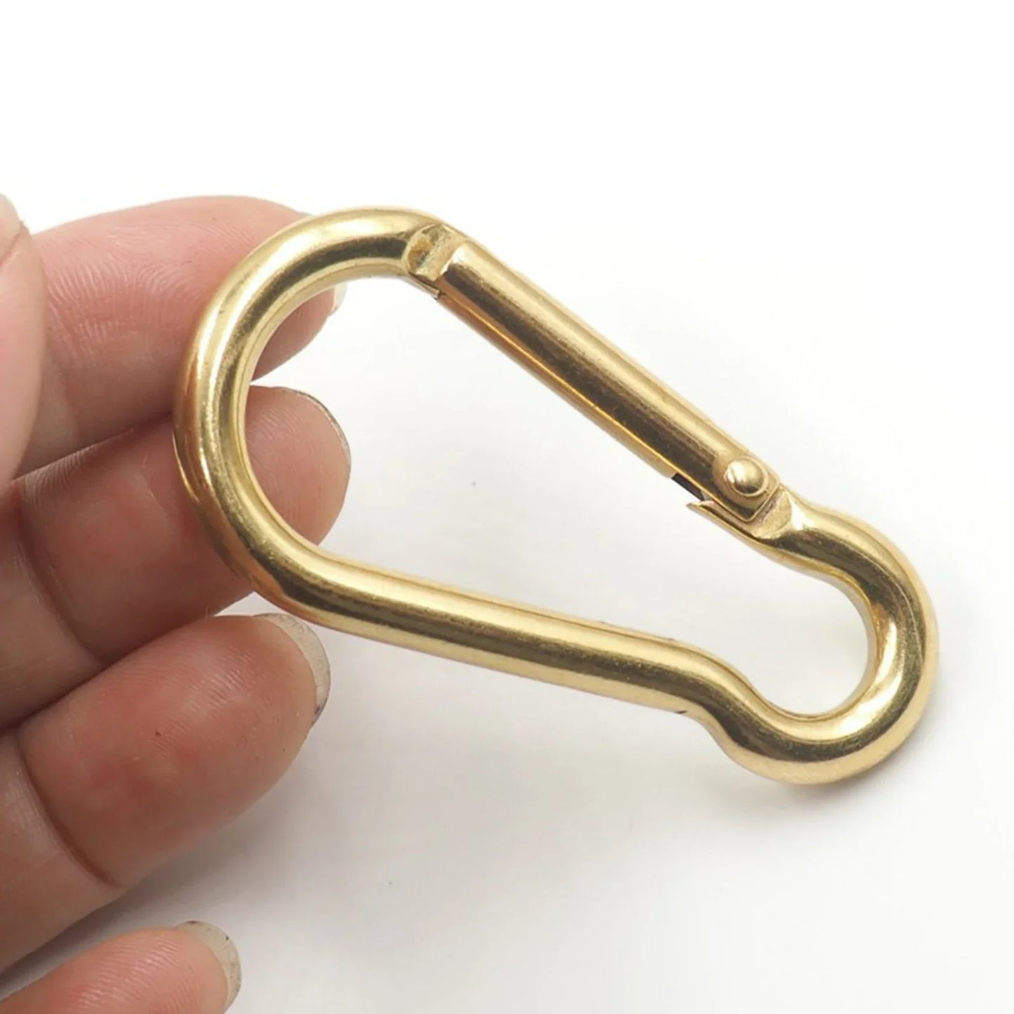 Solid Brass 60mm D-Ring Spring Snap Carabiner Keychain Clip