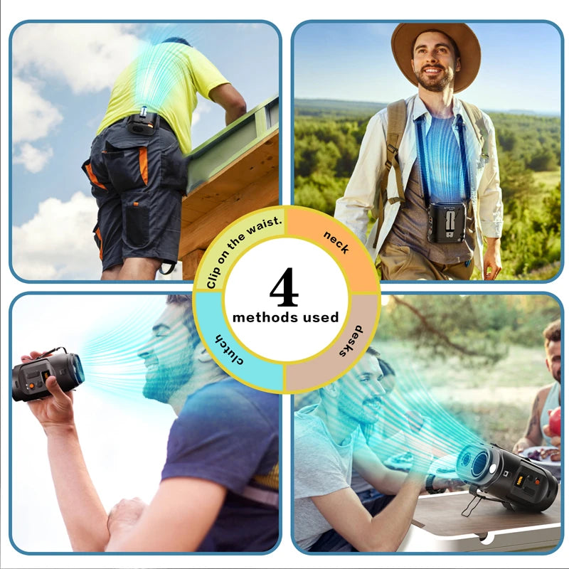 Portable Waist Fan 2025 Upgrade Personal Clip-On Fan 5 Speeds Hands-Free Belt Fan With Flashlight For Outdoor Camping New Peaceful Pleasures Health and Wellness