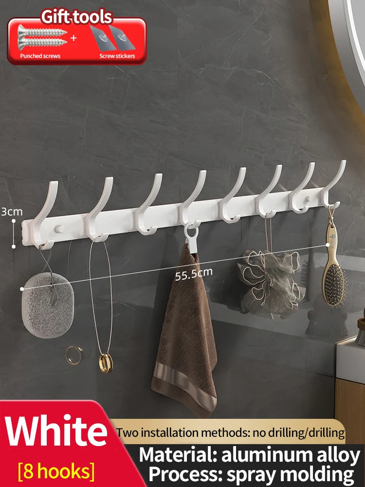 No-Drill Aluminum Wall Hooks – 6-Pack Robe & Clothes Hanger