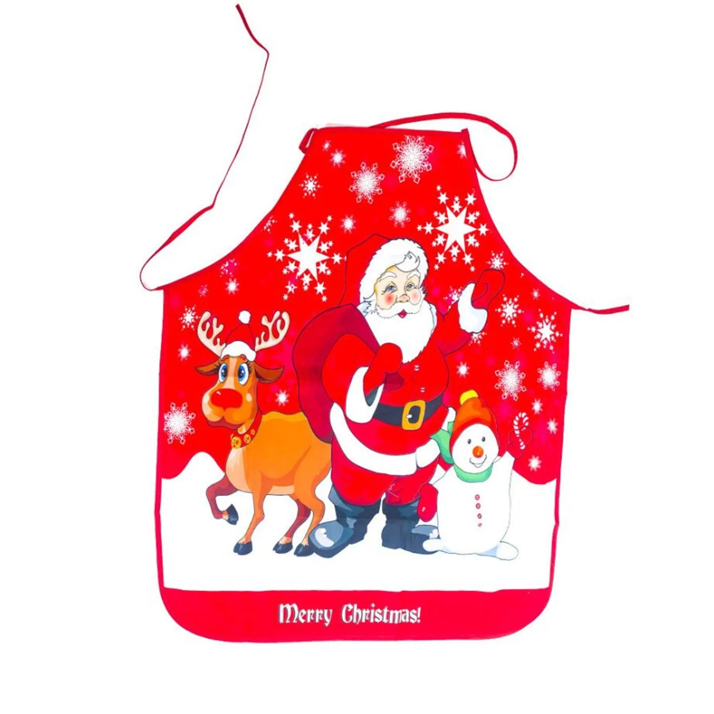 Aprons Sleeveless Dirt-proof Fabric Printed Halter Straps Christmas Apron Household Kitchen Cleaning Accessories Peaceful Pleasures Health and Wellness Elk Snowman