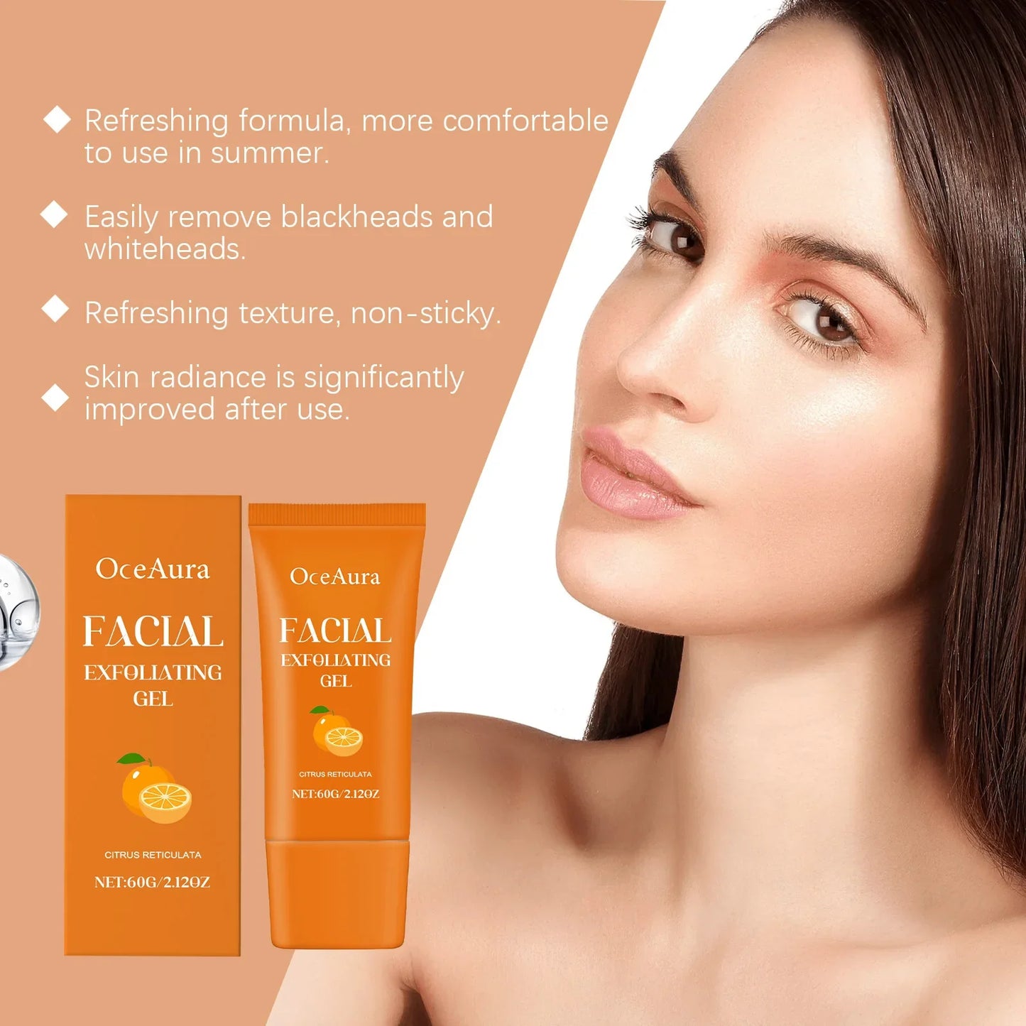 OceAura Orange Exfoliating Gel – Face & Body Scrub Cream 60g