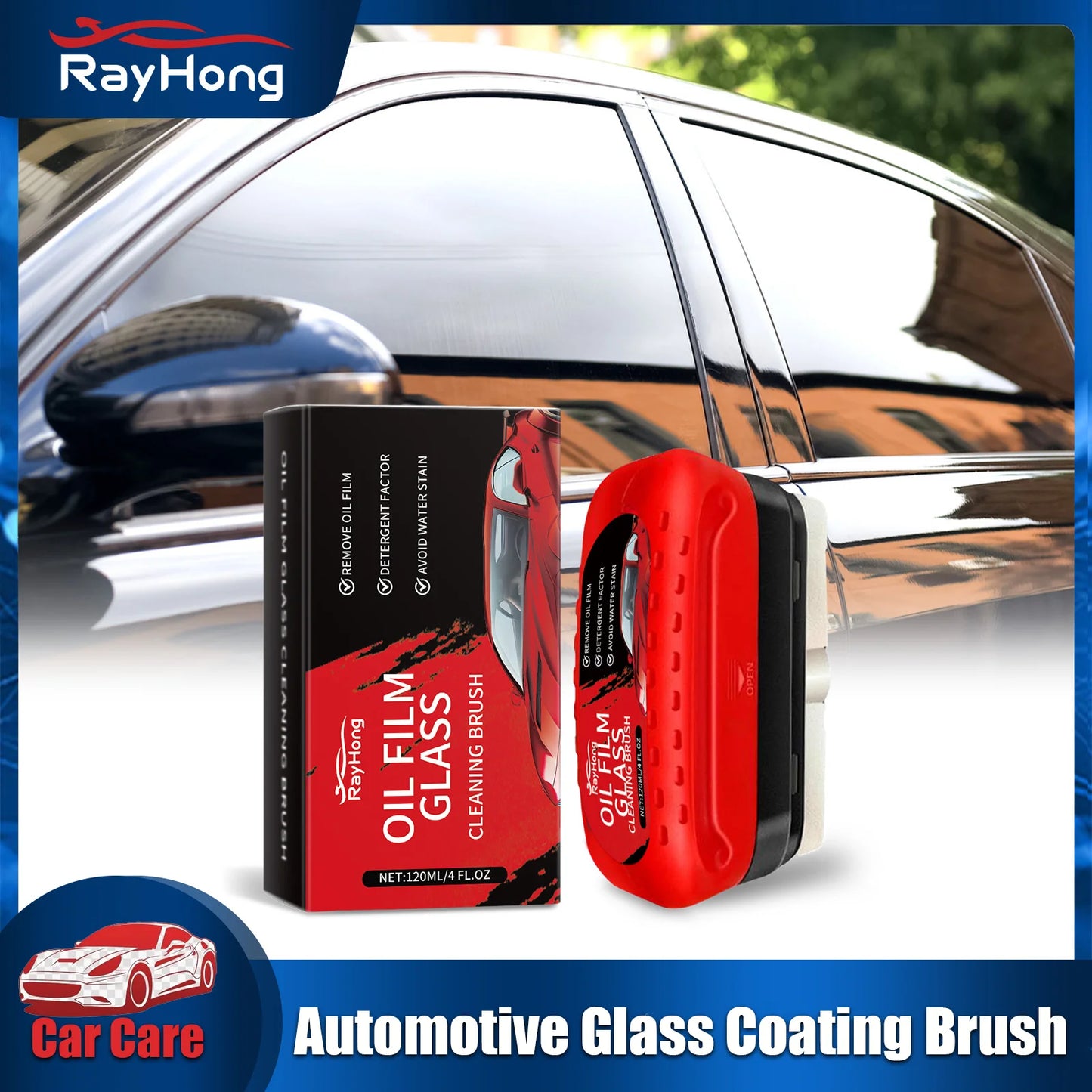 RayHong Car Glass Cleaning Kit – Wash, Sponge & Towel 100ml