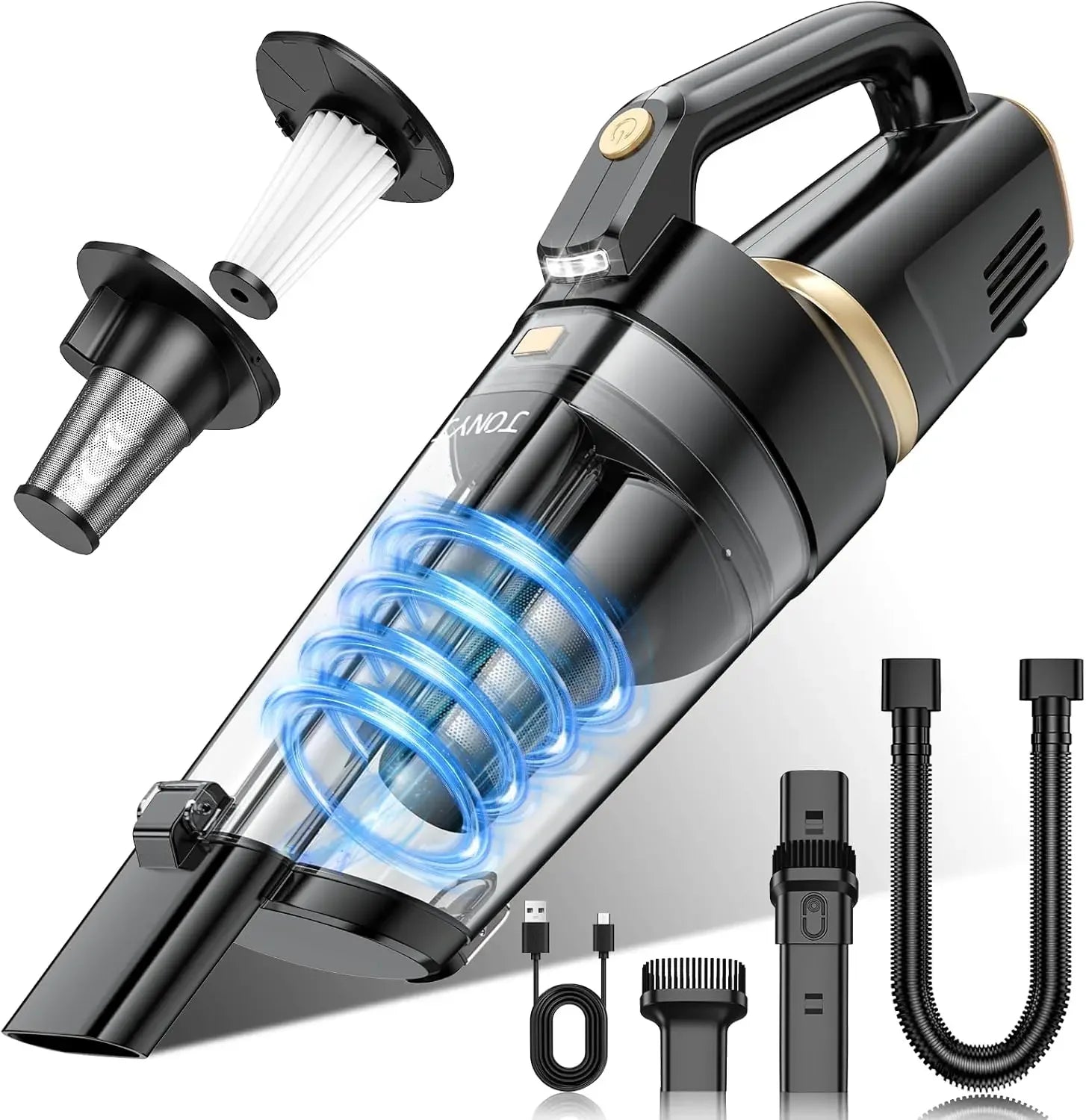 16000PA Cordless Handheld Vacuum Cleaner with LED Light Vacuum Cleaner Peaceful Pleasures Health and Wellness United States