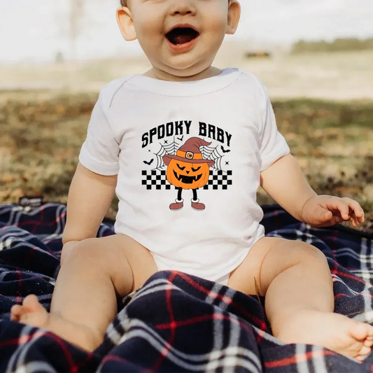 Spooky Halloween Baby Bodysuit | Pumpkin Witch Costume Outfit Baby Halloween Bodysuit Peaceful Pleasures Health and Wellness